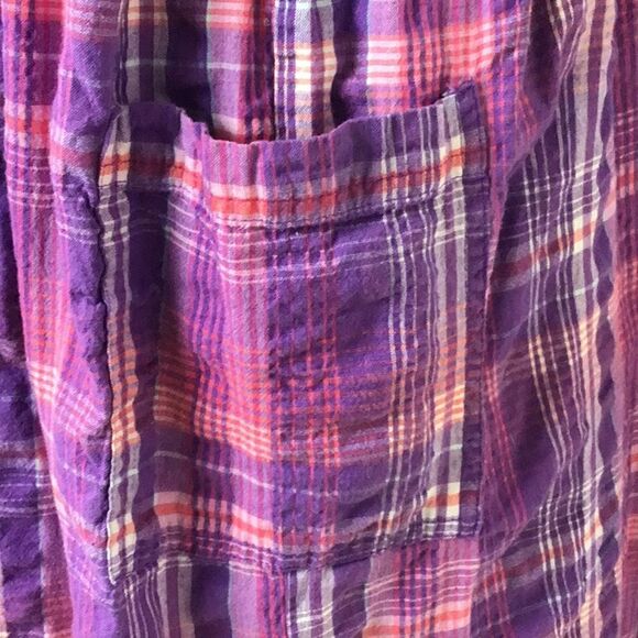 VTG Plaid cotton Grandma snap dress w/pockets Mrs. Roper mint condition - Picture 5 of 9